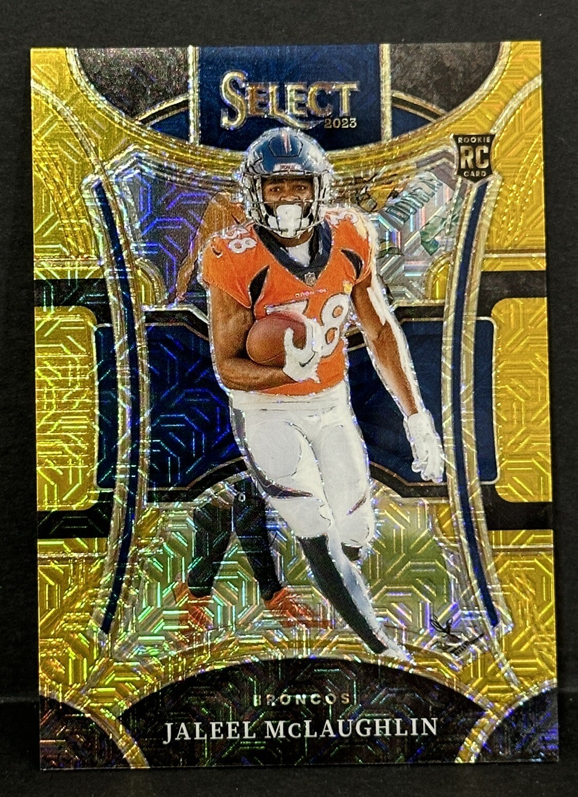 2023 Panini Select Football RC Jaleel McLaughlin Suite Level Gold Prizm /10
