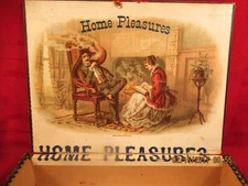 c1885  Home Pleasures Cigar Box -- Beautiful  -- EX EX RARE  Label