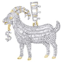 "10K Gelbgold Baguette Diamant Ziege Dollarzeichen AnhäNger 1.60 \" 3.33 Karat"