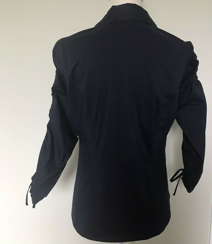 Ann Taylor Loft Top Blouse Womens Size Medium Blue Quarter Tie Sleeves Shirt - Picture 3 of 8