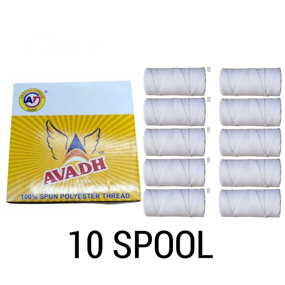 Avadh Spun Polyester WHITE Thread suitable for all types of sewing - Image 3 of 3