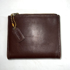 Vintage COACH Smooth Brown Leather Snap Bi-Fold Wallet 4.5x4