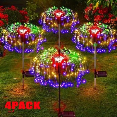 4X 200 LED Solar Firework Lights Outdoor Garden Decor Waterproof Path Lawn Lamp