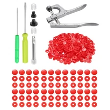 Plastic Snaps Fasteners with Snap Pliers, 150 Set T5 No-Sew Button Kit Red