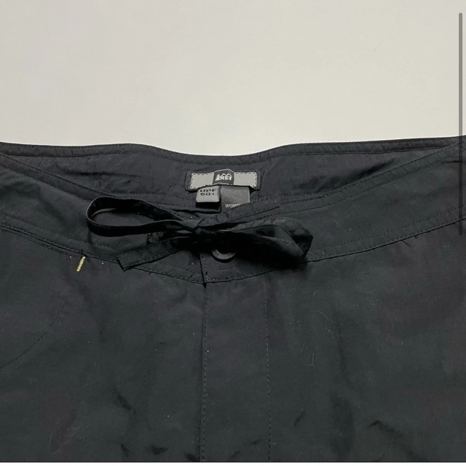 REI UPF 50+ Protección Solar Negro Ropa Exterior Nylon Pantalones Cordón Cintura Talla 12 Foto 3 de 4
