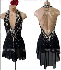 Ice Figure Skating Dress Rhythmic Gymnastics Twirling Competition black