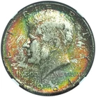 1964-D Kennedy Half Dollar MS65 NGC, Absolutely Incredibly Rainbow Toned!