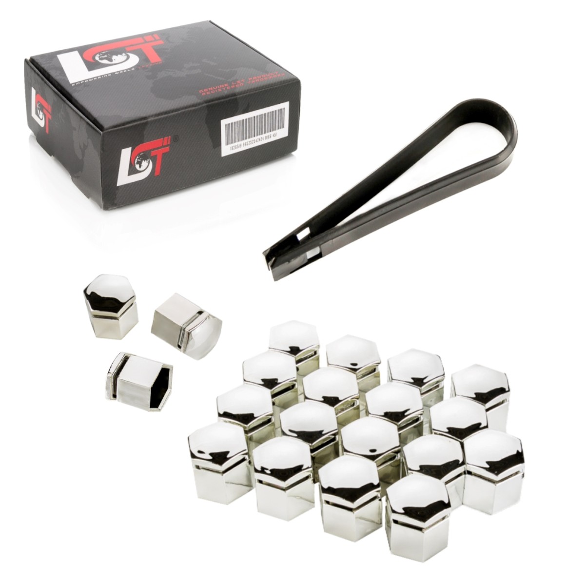 20X Wheel Bolts Hexagon Caps 17 Mm Chrome For Audi Q2 Q3 Q5 Q7