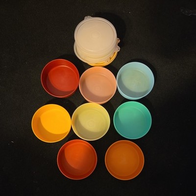 Vintage Tupperware Little Storage -8 bowls with lids Harvest Colors