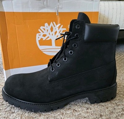 TIMBERLAND Men's Premium 6 Inch Waterproof Boots Black Nubuck Size