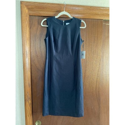 NWT Calvin Klein Dark Wash Denim Look Gray Sheath Dress Womens Size 6 Career