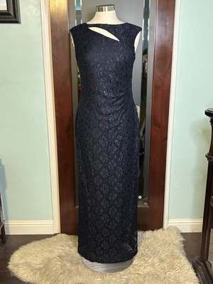 New Connected Apparel Sexy Beautiful Formal Cutout Sequin Dress Navy Size 8 $109
