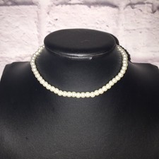 Faux Pearl Choker Necklace White Acrylic Classic Single Strand