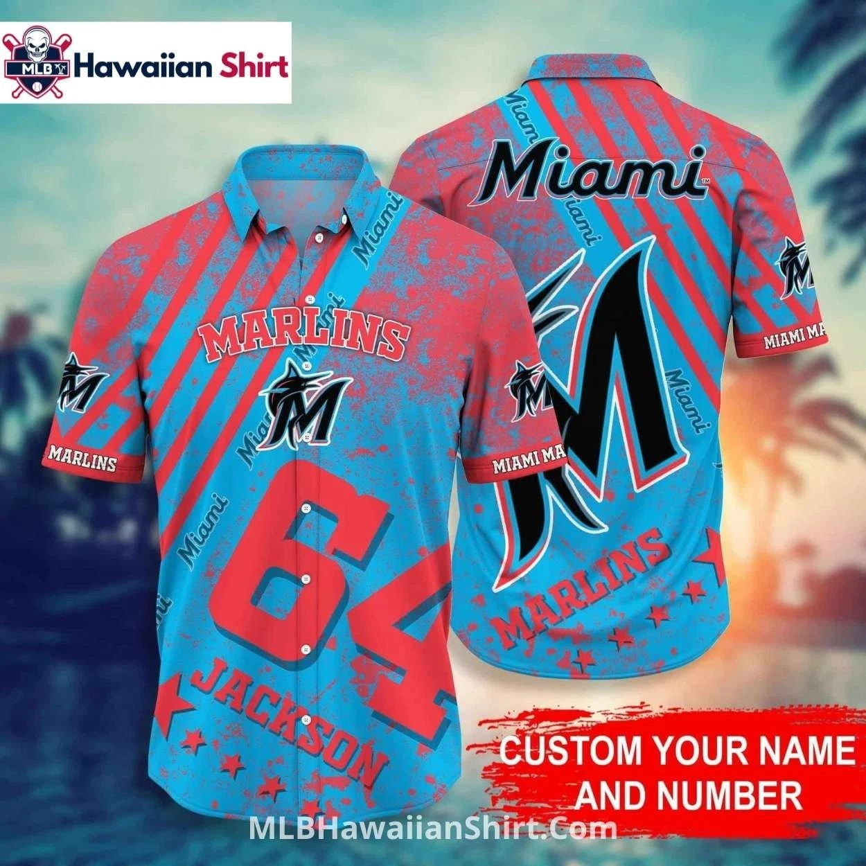 Custom Name Number Miami Baseball Team Marlinss Hawaiian Shirt Retro Look, Unise