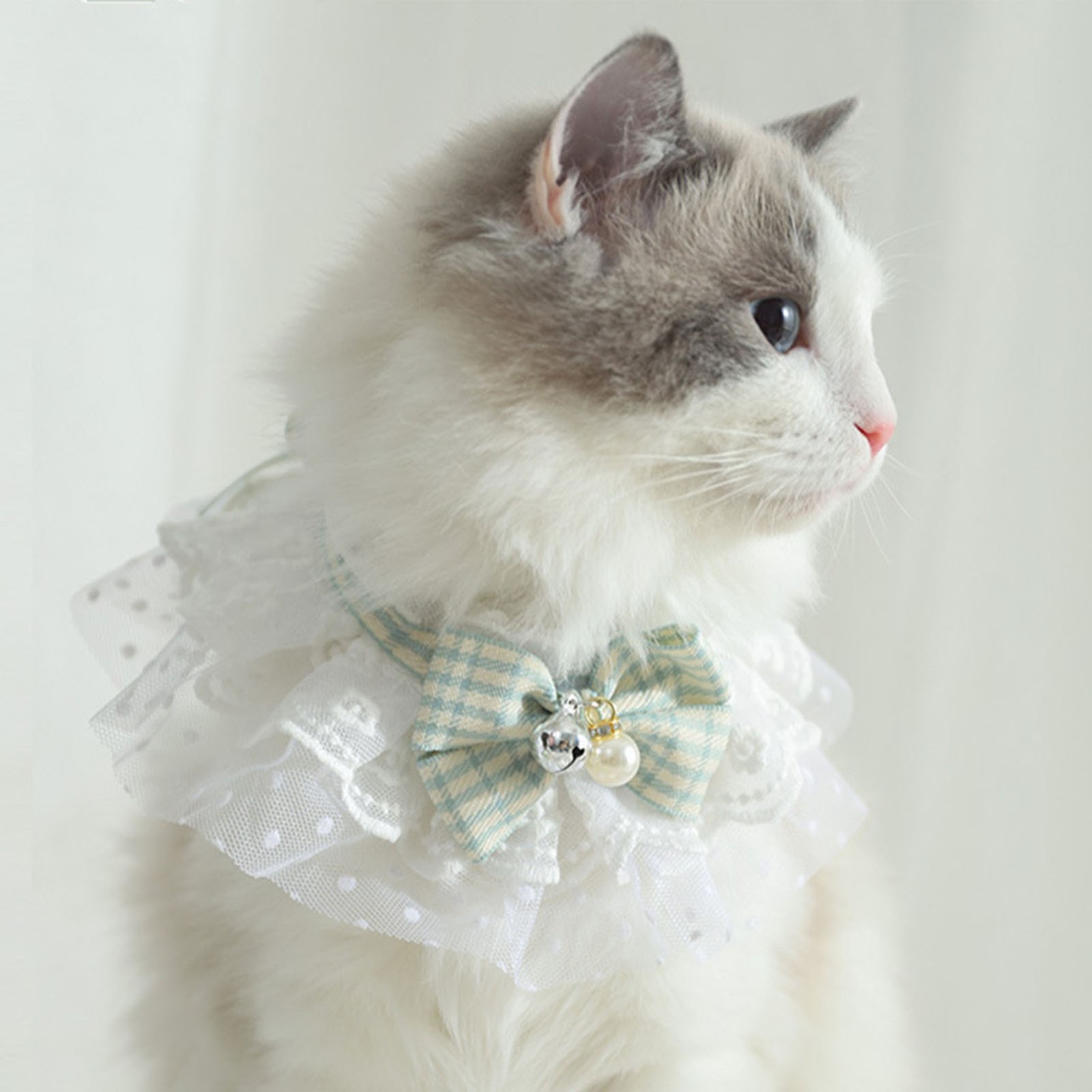 Cat Lace Bib Scarf With Bow Bell Decorations Adjustable Dress Up Accessories Dog