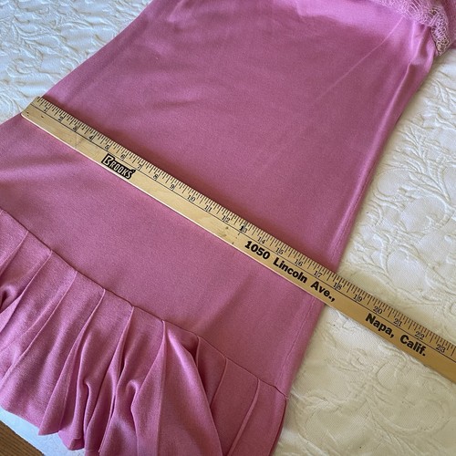 IISLI Cocktail Slip Dress Sleeveless Pleats L Pink Gold Metallic Sequins READ - Picture 13 of 15