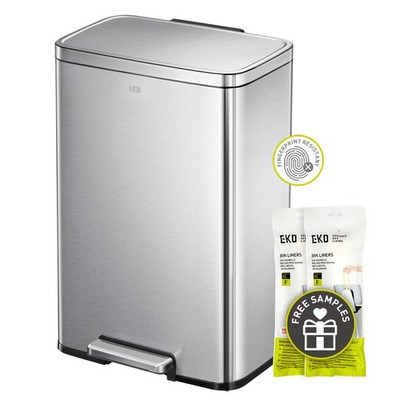 EKO Madison Brushed Stainless 50 Liter/13.2 Gallon Step Trash Can with Inner
