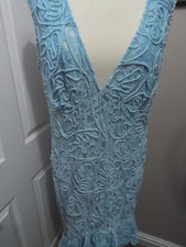 ASOS Tall Plunge Neck Asymmetric Corded Lace Mini Dress UK 16