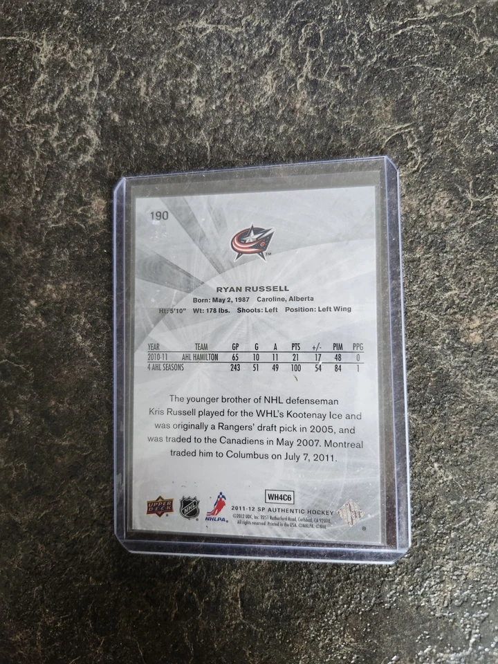 2011-12 SP Authentic Future Watch 881/999 Rookie Ryan Russell Card# 190 - Image 2 of 2