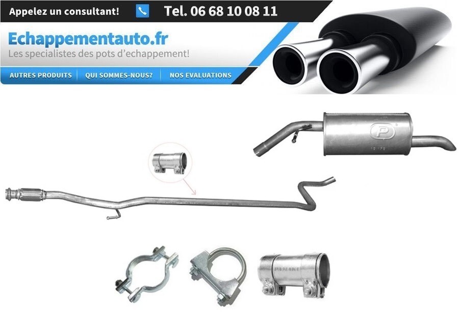 Échappement central Peugeot 208 1.6 HDi en acier aluminé anti-corrosion