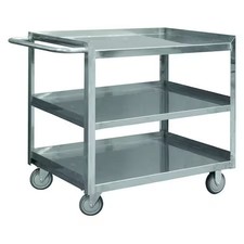 Corrosion-Resistant Utility Cart With Single-Side Flush Metal Shelves,