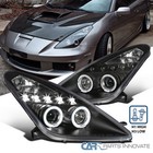 Black Fits 2000-2005 Toyota Celica Led Halo Projector Headlights Lamp Left+Right (For: Toyota Celica)