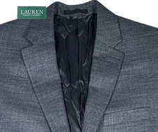 Lauren Ralph Lauren Blazer Sport Coat Weave Gray Modern Fit 40S Poly/Rayon/Line