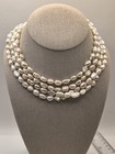 Necklace Button White Cultured Pearls High Luster Knotted Eternity 32" Inches — photo 1