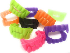 Bulk 144 Vampire Teeth Halloween Fangs - Deluxe Assorted Colors Glow-In-The-Dar