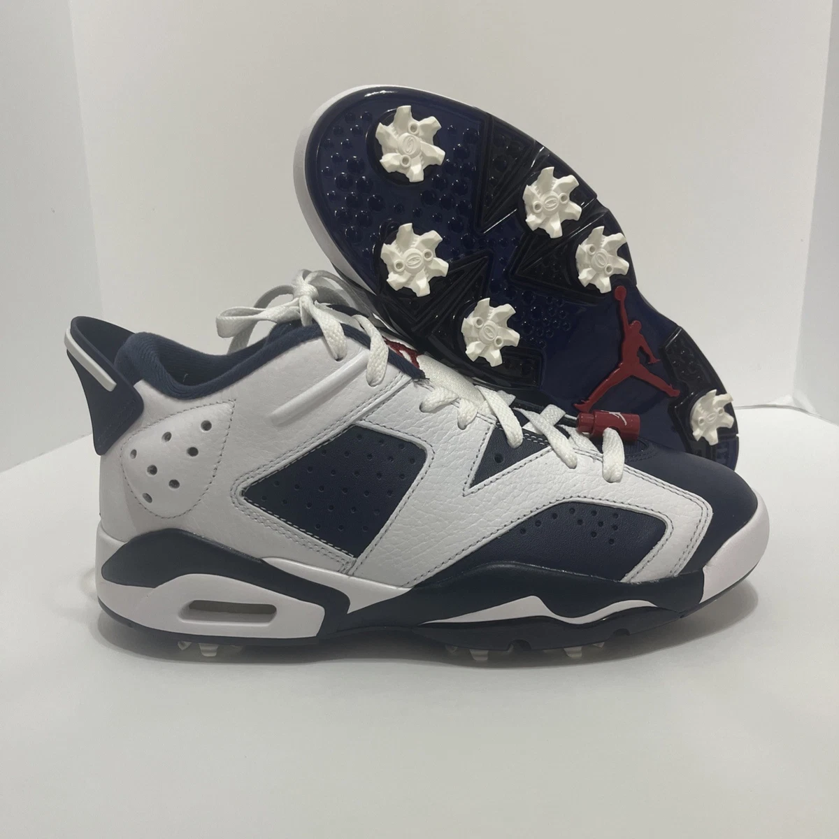 Men Size 5 Nike Air Jordan Retro 6 Golf Shoes White/Midnight Navy DV1376-101 NEW Nike Air Jordan 6 Retro G Golf Olympic White Midnight Navy  main image 4