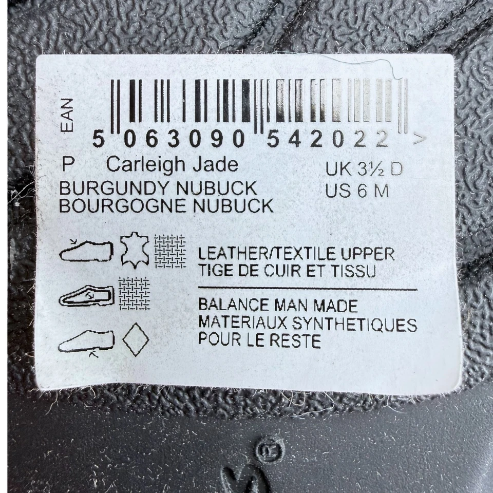 全新 Clarks Carleigh Jade 勃艮第磨砂皮革针织远足踝靴 美国 6M — 第 3/4 张图片