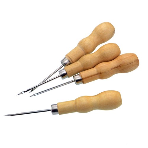 10 Pcs Wooden Handle Awl Needle Threading Device Sewing Accessories Kit ...