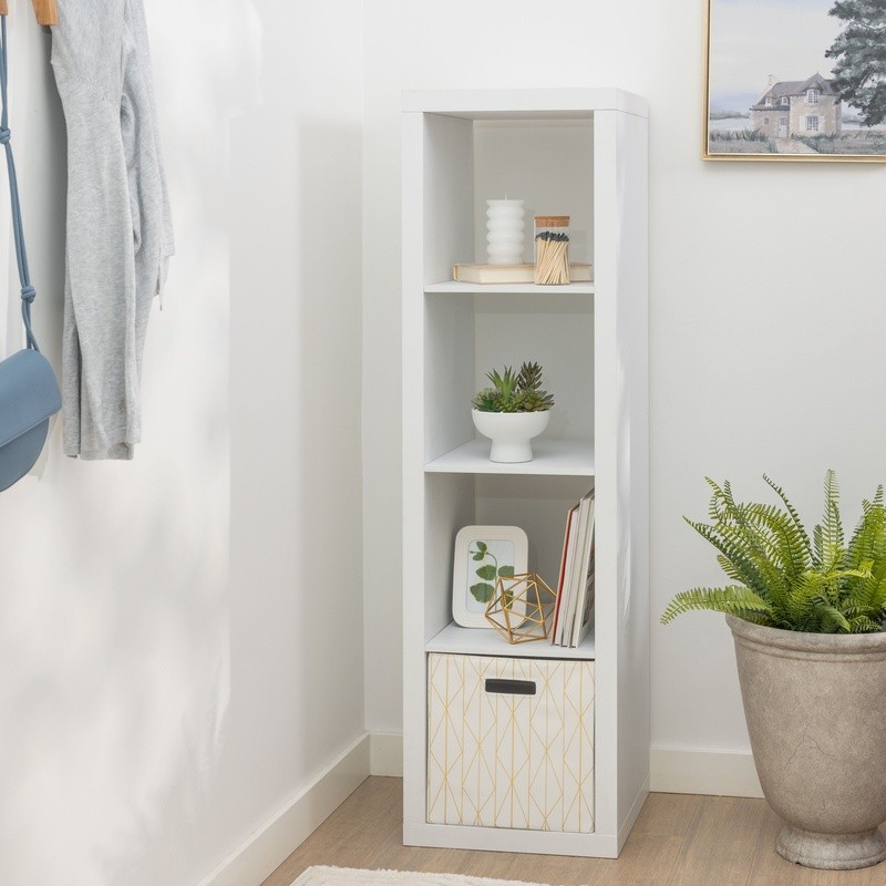4-Cube Vertical Storage Organizer Open Back Bookcase Home Of