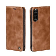 Handy Hülle für Sony Xperia 10 IV Klapp Magnet Smartphone Cover Case Braun