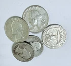LOT OF 5 WASHINGTON SILVER QUARTERS 90% SILVER VARIOUS DATES #6538