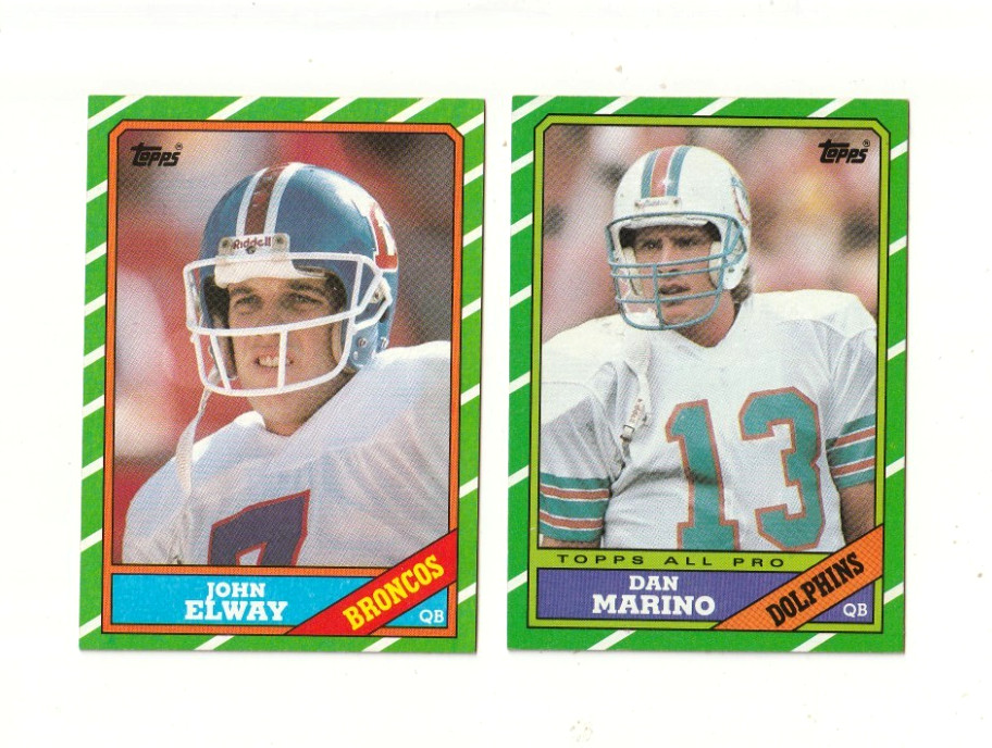 1986 Topps Football John Elway #112 & Dan Marino #45 Hall Of Famers Nm/Mt