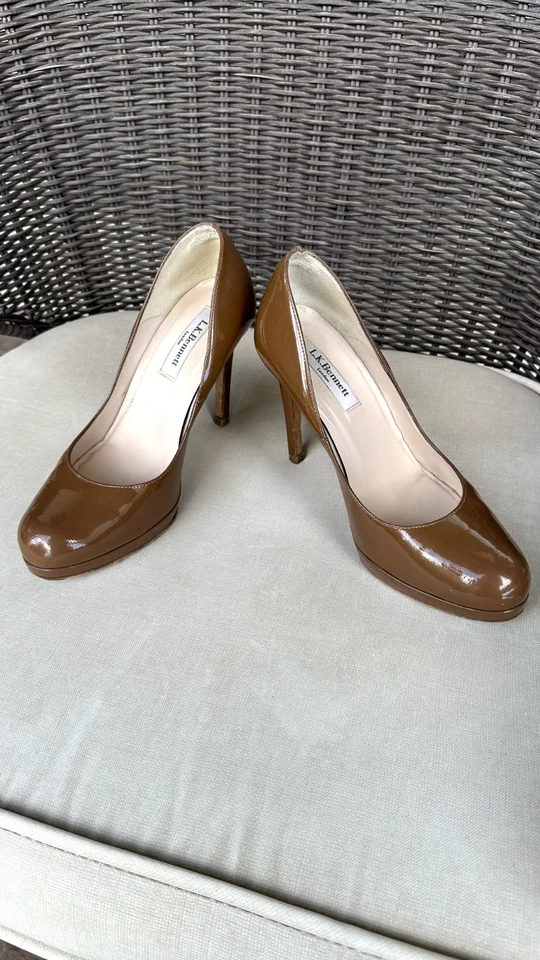 Zapatos de tacón LK Bennett 38 plataforma trineo topo - lujo silencioso Foto 2 de 4