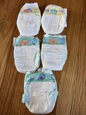 5 Vtg Pampers Baby Dry Diapers Sz N,1,2 Sesame Street Zoe, Big Bird, Elmo 2005