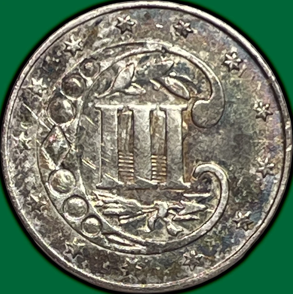 1862/1 Over 1 Three Cent Silver Trime Almost Uncirculated AU Coin #29818 - Image 2 of 4