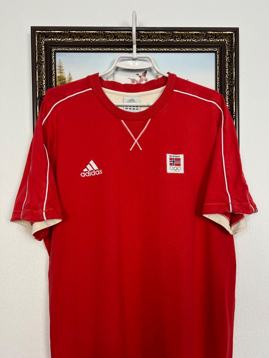 Vintage Adidas Norway Olympics Red Shirt Mens Trikot National Team