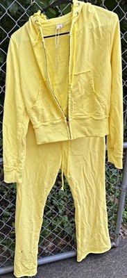 J.Crew Women's 2-Piece Hoodie & Pants Sweatsuit S Yellow Zip Pockets