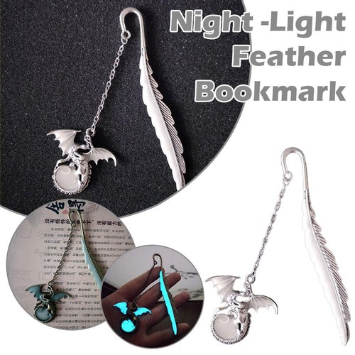 Stationery Feather Bookmarks Luminous Bookmark Metal Bookmarks Bookmark L7S4
