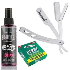 The Shave Factory Straight Edge Razor Kit (Matte/Barber No25 50ml Cologne / 100