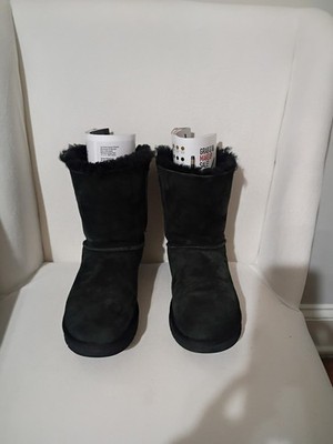Black Mid Calf Ugg Boots 2 Bows In Back Size 8 Good Condition No Box