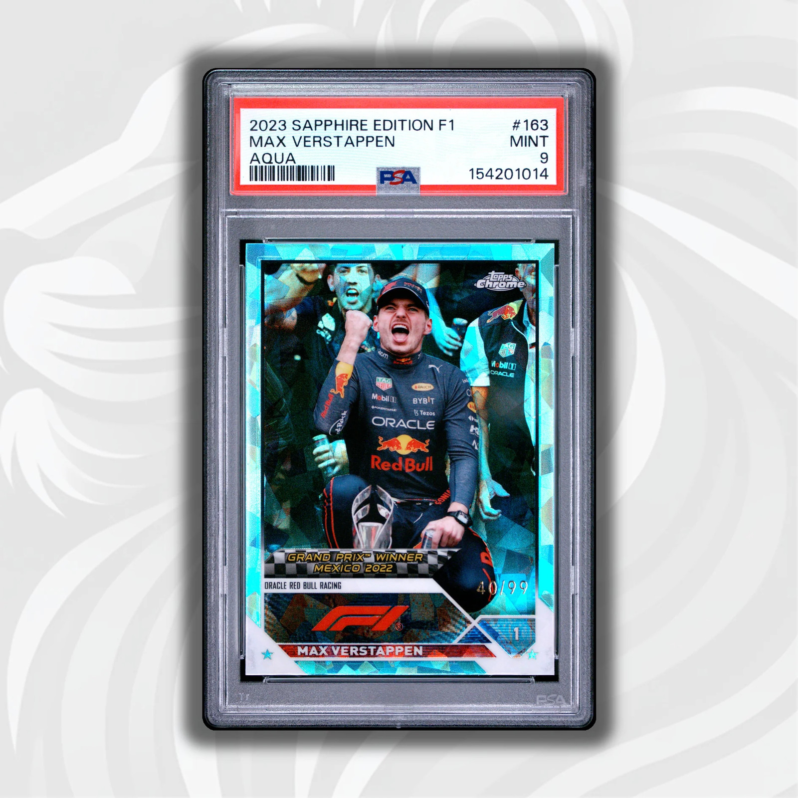 PSA 9 - /99 Max Verstappen #163 - 2023 Topps Chrome F1 view 1