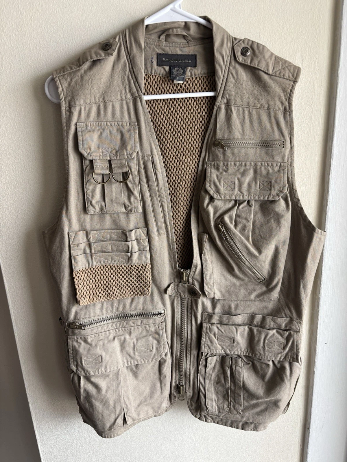Banana Republic Utility Safari Vest Cargo Fishing Khaki Size Small
