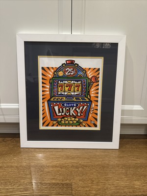 Burton Morris SIGNED Slot Machine Lucky 7s Giclee Framed Pop Art Orange