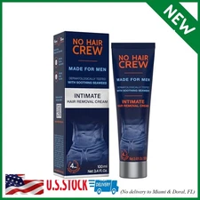 No Hair Crew Intimate/Private At Home Hair Removal Cream for Men - Painless, Fla