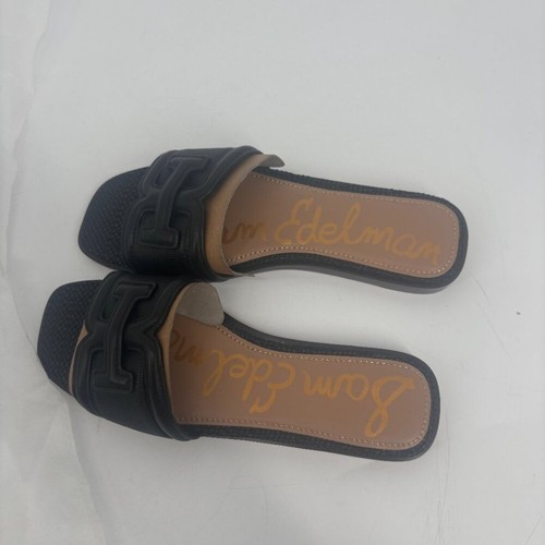 Sam Edelman Women's Irina Double-E Logo Slide Sandal Black Lizard Size 5M NWB - Imagen 3 de 6