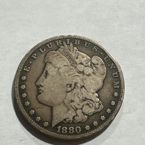 1880 p morgan silver dollar in vg